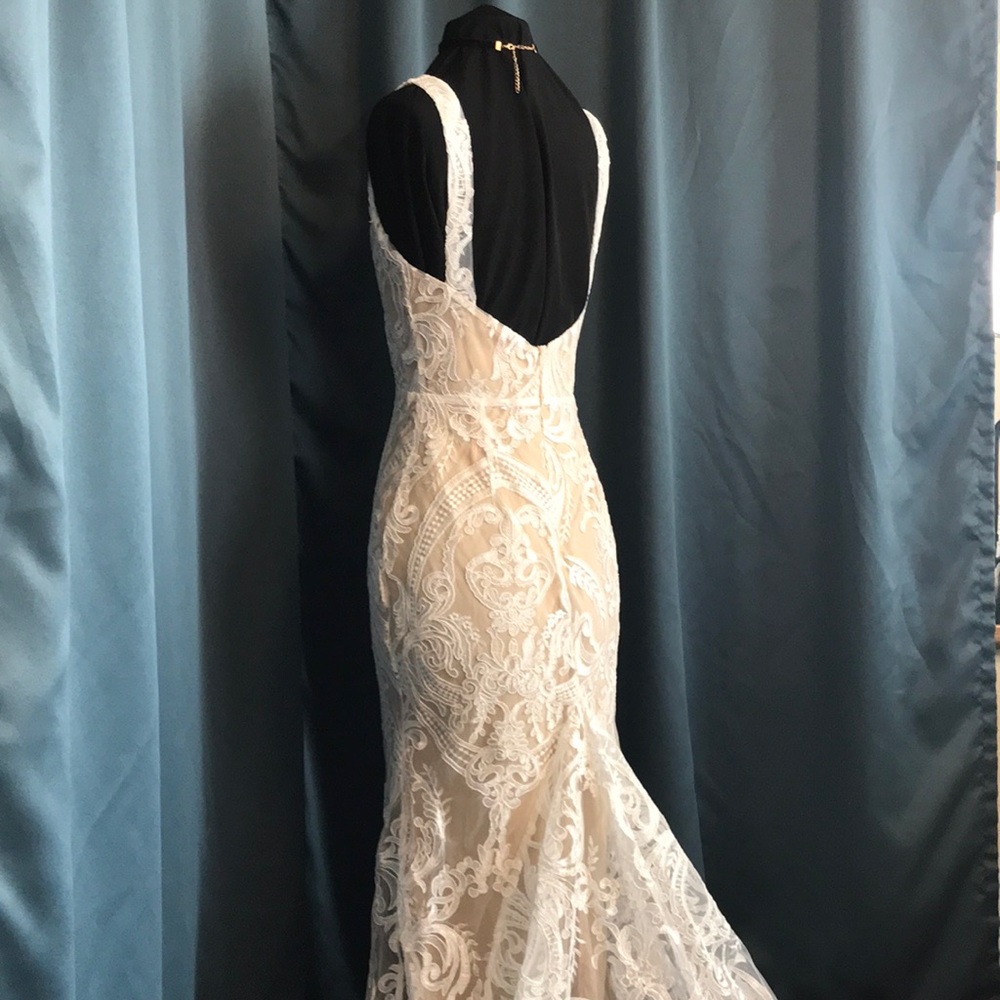 Elegant lace gown with train